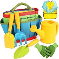 Shinelee 7 Piezas Kit Jardinería Niños Guantes Jardinería Niños Bolsa Herramientas Regadera Pala Jardinería Rastrillo…